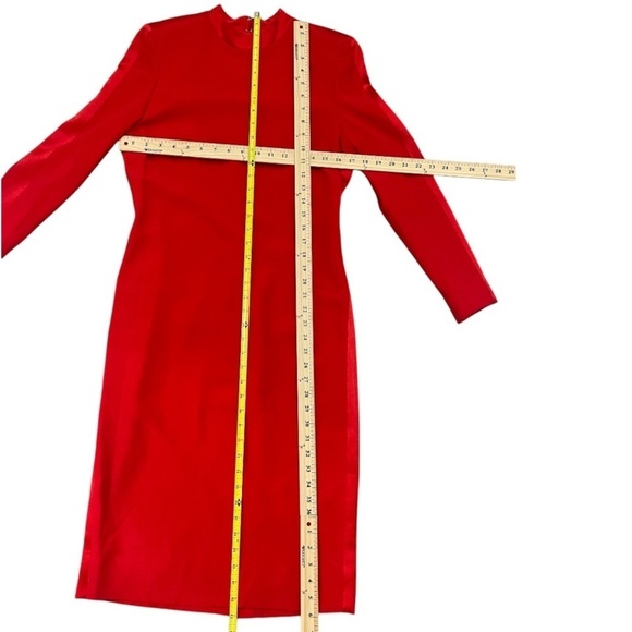Vintage Carolina Herrera Studio Red Long Sleeve Sheath Dress – Size Women’s 6 - Picture 8 of 12